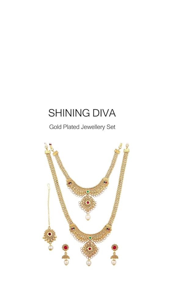 Shining Diva 18k Gold Plated Pearl Necklace Combo - Image 3
