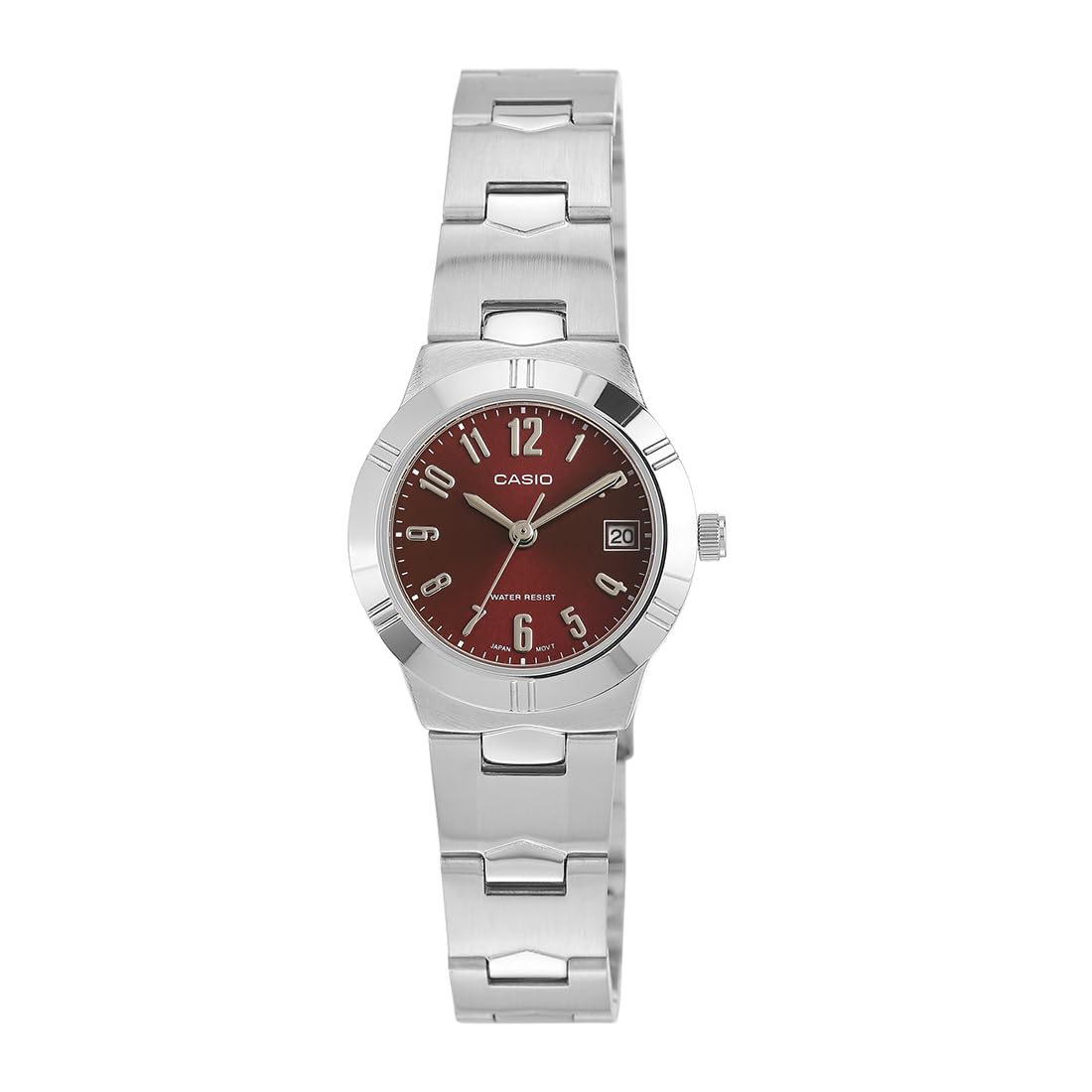 Casio Enticer Red Dial Women's Watch Stainless Steel