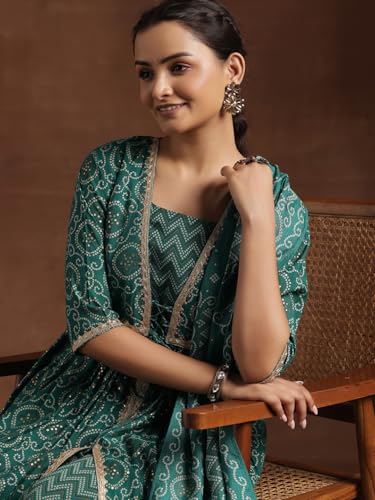 Libas Womens Printed Silk Blend A-Line Kurta With Trousers and Dupatta - Authentic Libas Clothing | UrbanThreads - Image 3