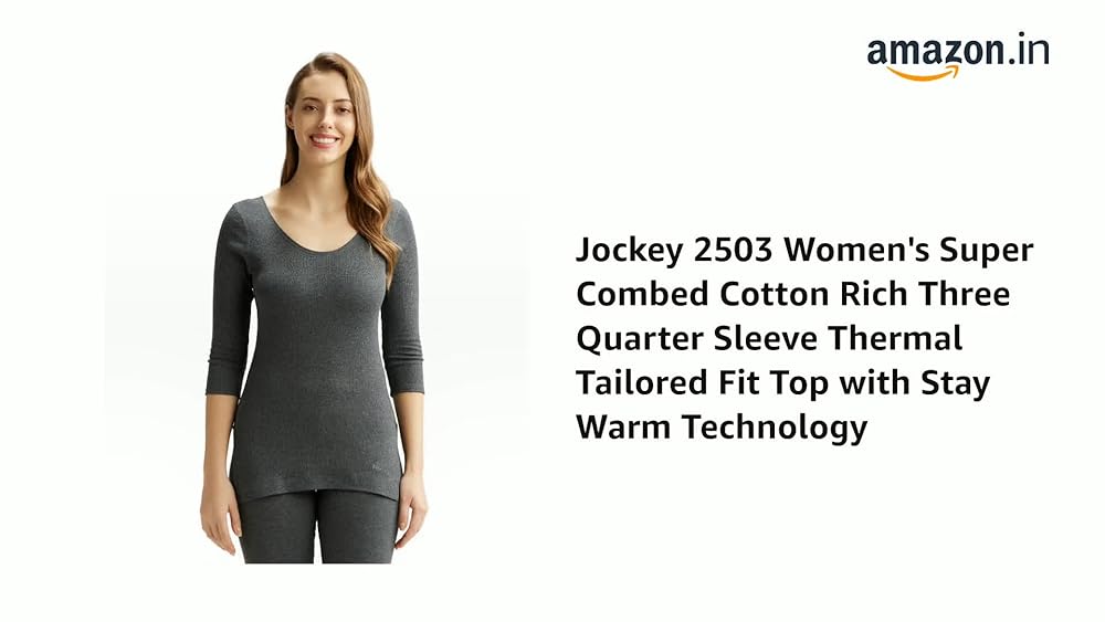 Jockey Women's Slim Fit Thermal Top Three Quarter Sleeve - Image 3