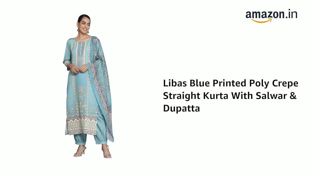 Libas Womens Printed Crepe Straight Kurta With Salwar and Dupatta - Authentic Libas Clothing | UrbanThreads - Image 3