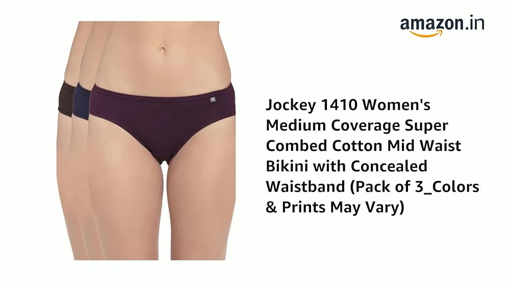 Jockey Women's Medium Coverage Cotton Mid Waist Bikini - Image 3