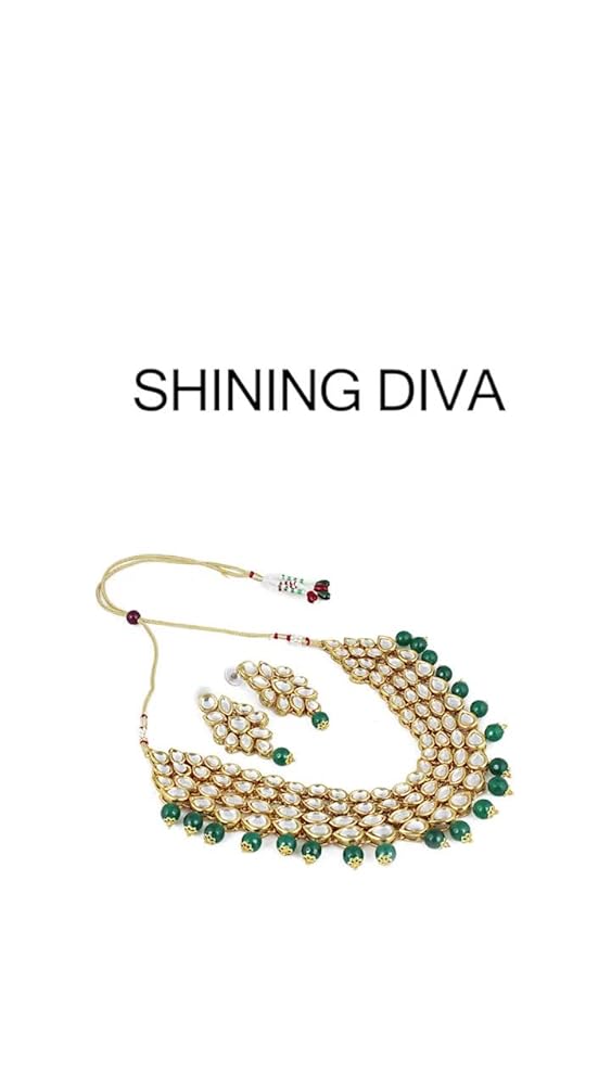 Shining Diva Kundan Wedding Traditional Necklace Set - Image 3