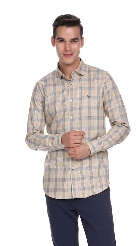Allen Solly Men's 100% Cotton Slim Fit Checkered Shirt - Image 3