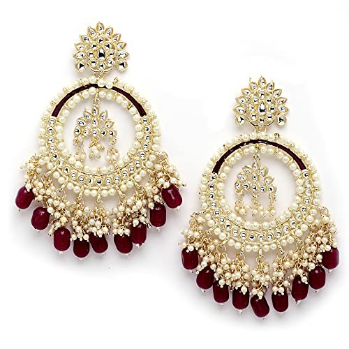 Shining Diva Kundan Chandbali Earrings for Women and Girls - Image 2