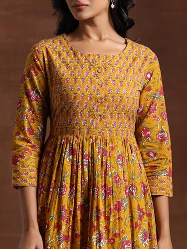 Libas Women's Printed Cotton Anarkali Kurta Trouser With Dupatta Set - Authentic Libas Clothing | UrbanThreads - Image 5