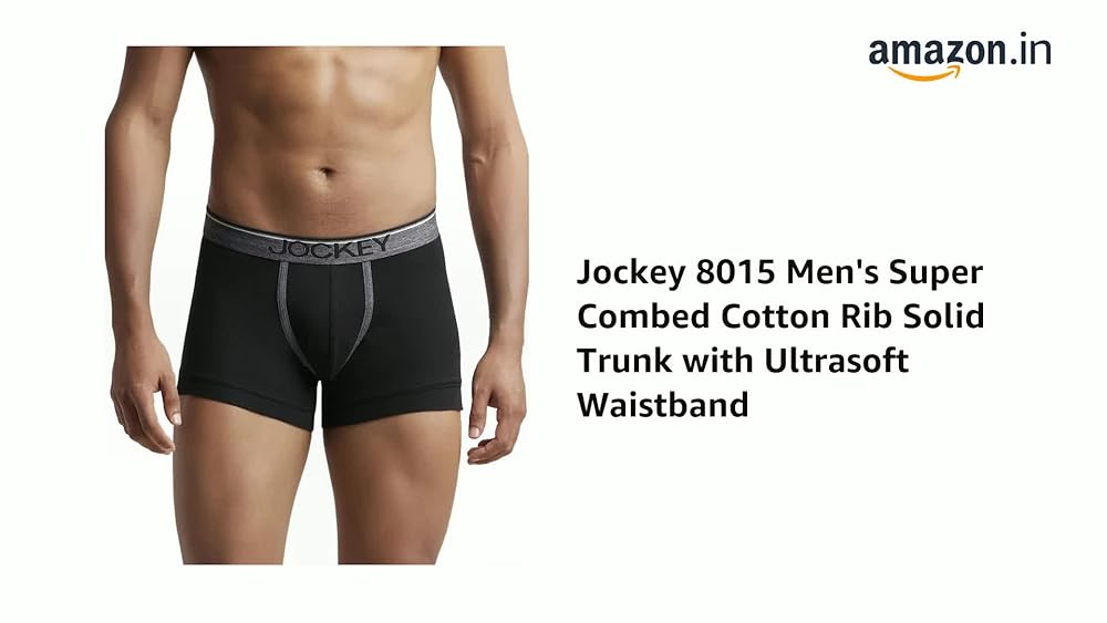 Jockey 8015 Men's Combed Cotton Rib Solid Trunk - Image 3