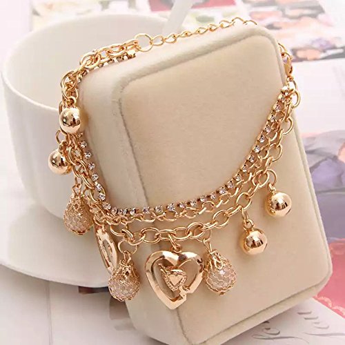 Shining Diva Gold Plated Charm Bracelet for Women (Golden) - Image 4