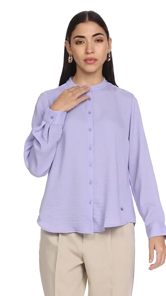 Allen Solly Women's Cotton Solid Regular Fit Shirt - Image 3