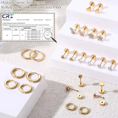 Shining Diva 12 Pairs Anti Tarnish Earrings Combo Set - Image 4