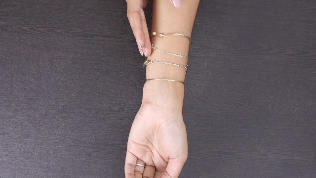 Shining Diva Set of 4 Multilayer Charm Bangles Gold Plated Women - Image 5