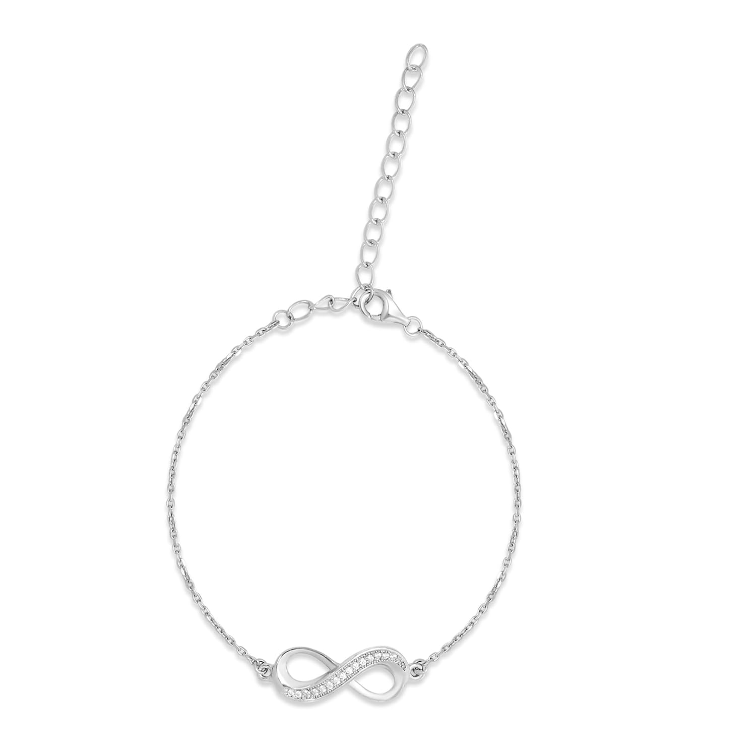 ZAVYA 925 Sterling Silver Infinity Bracelet Rose Gold Plated