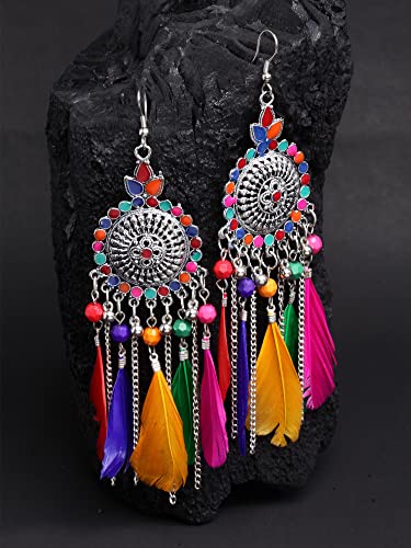 UrbanThreads Oxidized Feather Earrings Women Bohemian - Image 5