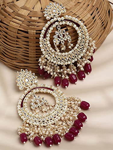 Shining Diva Kundan Chandbali Earrings for Women and Girls - Image 4
