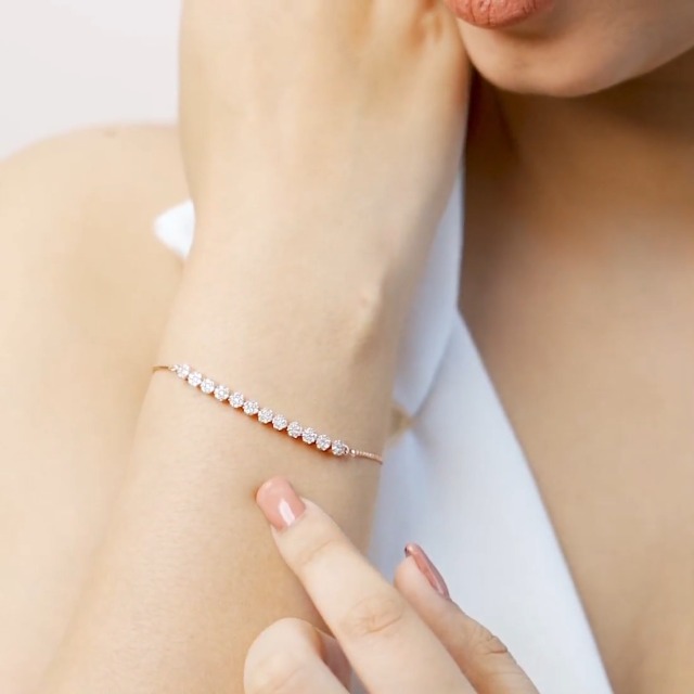 ZAVYA 925 Sterling Silver Designer Beaded Cubic Zirconia CZ Rose Gold Plated Adjustable Chain Bracel - Authentic ZAVYA Fashion | UrbanThreads - Image 3