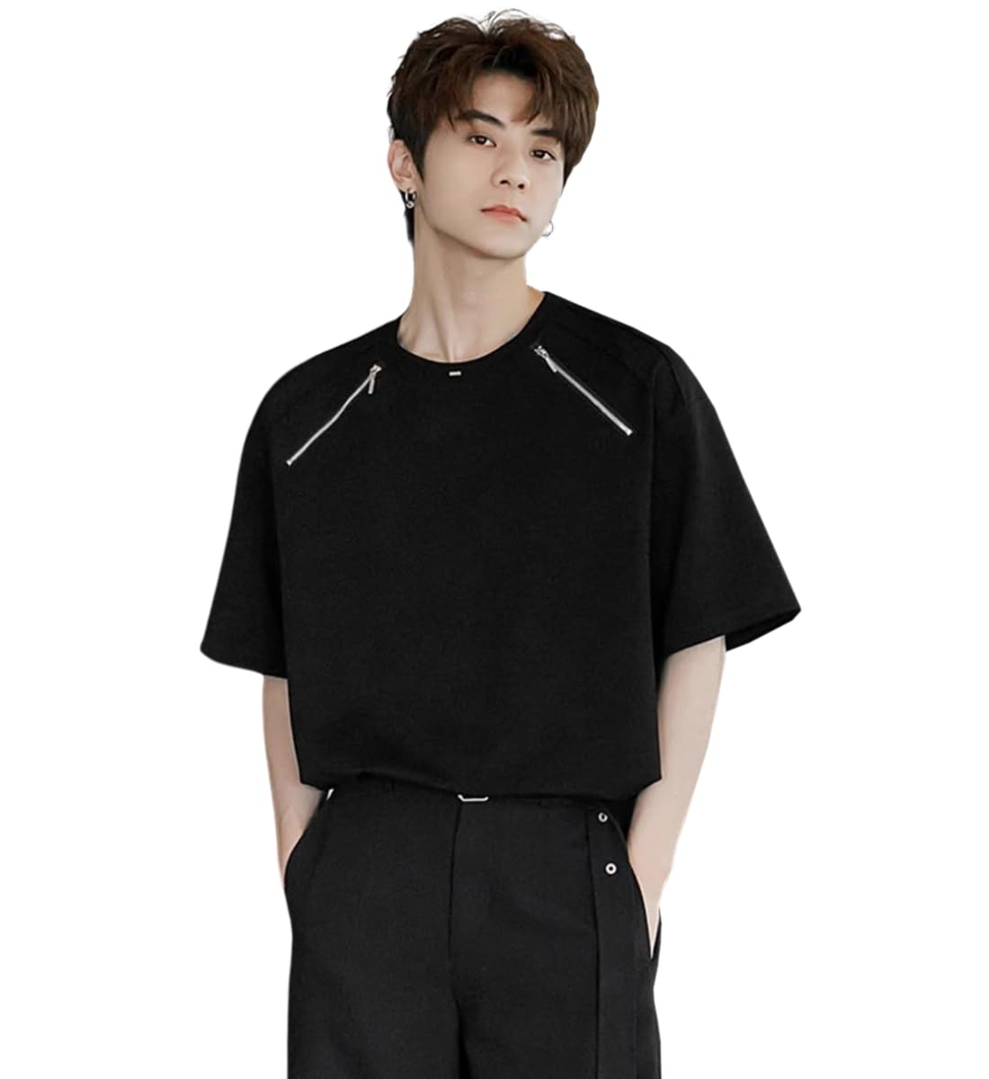 Leriya Fashion T-Shirt for Men's | Zip Plain Tshirt |Casual Stylish | Man Oversized Tee |Lycara Half - Authentic Leriya Clothing | UrbanThreads