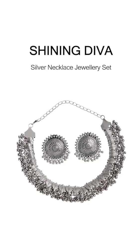 Shining Diva Oxidised Jewellery Set Traditional Necklace for Women - Image 3