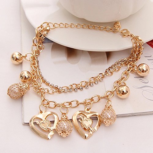 Shining Diva Gold Plated Charm Bracelet for Women (Golden) - Image 5