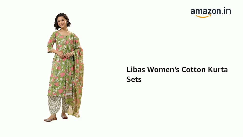 Libas Womens Printed Cotton Straight Kurta With Salwar and Dupatta - Authentic Libas Clothing | UrbanThreads - Image 3