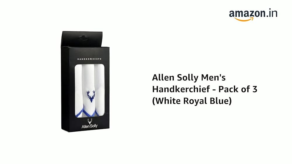 Allen Solly Men's Handkerchief Pack of 3 White Royal Blue - Image 3