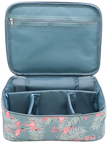 SKYFUN Nylon Portable Makeup Train Case Double Zipper Bag - Image 2