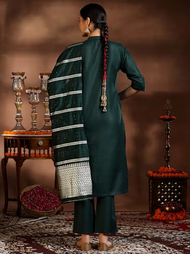 Libas Womens Woven Design Cotton Blend Straight Kurta With Trousers and Dupatta - Authentic Libas Clothing | UrbanThreads - Image 5