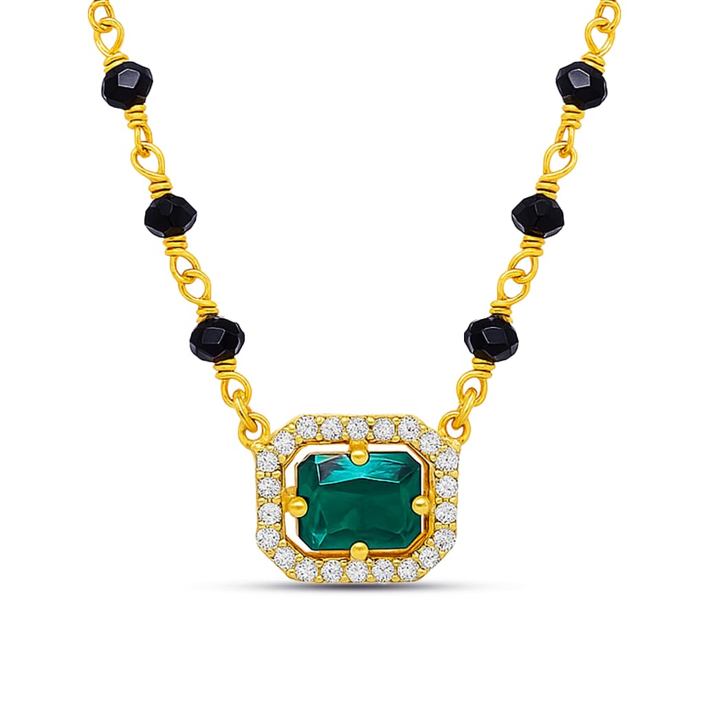 ZAVYA 925 Sterling Silver Mangalsutra | Gold Plated Lustrous Cubic Zirconia Women Minimal Mangalsutr - Authentic ZAVYA Fashion | UrbanThreads