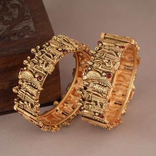 Shining Diva 18k Gold Plated Lord Ram Sita Bangles Set of 2 - Image 5