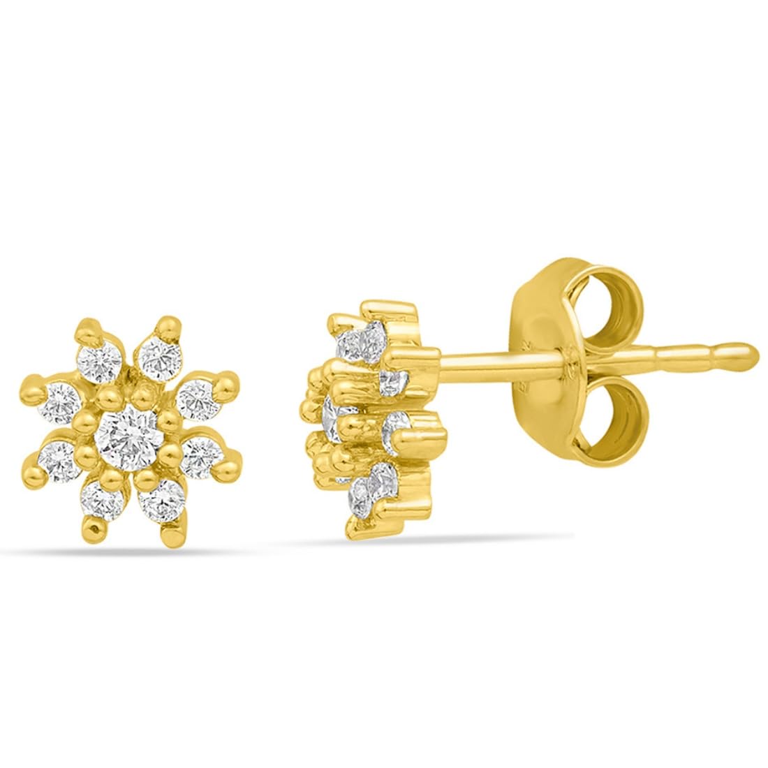 ZAVYA 925 Sterling Silver Cubic Zirconia Floral Gold Plating Stud Earrings | | Gift for Women and Gi - Authentic ZAVYA Accessories | UrbanThreads