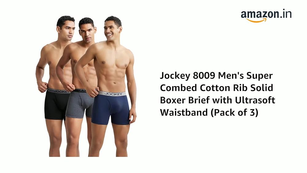 Jockey 8009 Men's Cotton Rib Boxer Brief Pack of 3 - Image 3