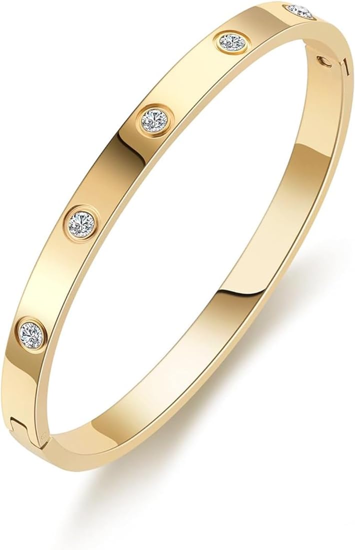 Shining Diva 18K Gold Plated Stainless Steel Crystal Bracelet