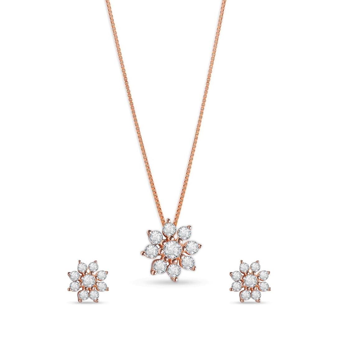 ZAVYA 925 Sterling Silver Enigmatic Floral Rose Gold Plated Jewelry Set | Gift for Women and Girls | - Authentic ZAVYA Accessories | UrbanThreads