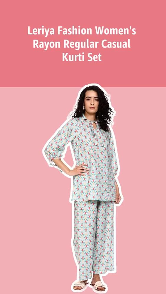 Leriya Fashion Co-ord Set for Women Stylish | Kurtis | Anarkali Viscose Rayon Printed Kurta & Straig - Authentic Leriya Clothing | UrbanThreads - Image 3