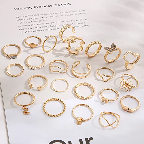 Shining Diva 48PCS Vintage Butterfly Heart Snake Rings Set - Image 5
