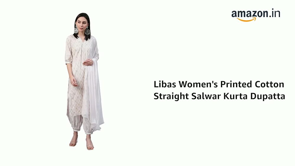 Libas Womens Printed Cotton Straight Kurta With Salwar and Dupatta - Authentic Libas Clothing | UrbanThreads - Image 3