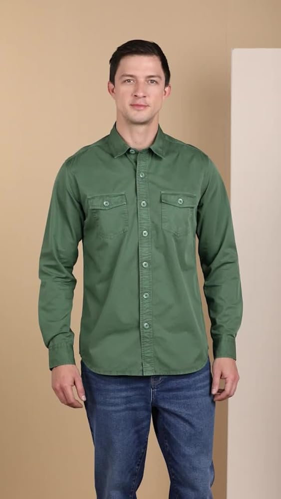 Symbol Men's Casual Washed Cotton Twill Shirt Regular Fit - Image 3