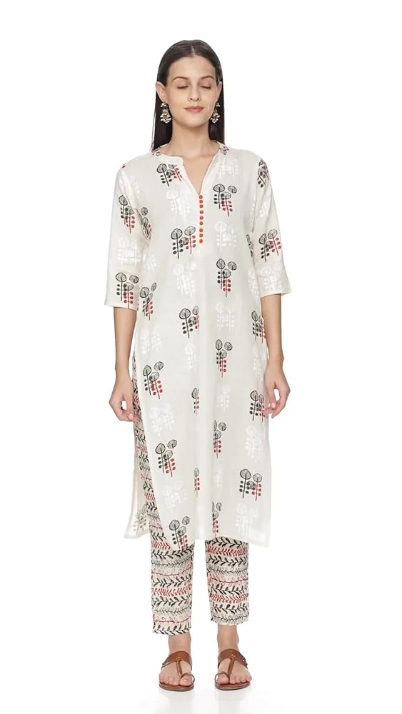 Libas Womens Printed Cotton Straight Kurta with Trousers - Authentic Libas Clothing | UrbanThreads - Image 3