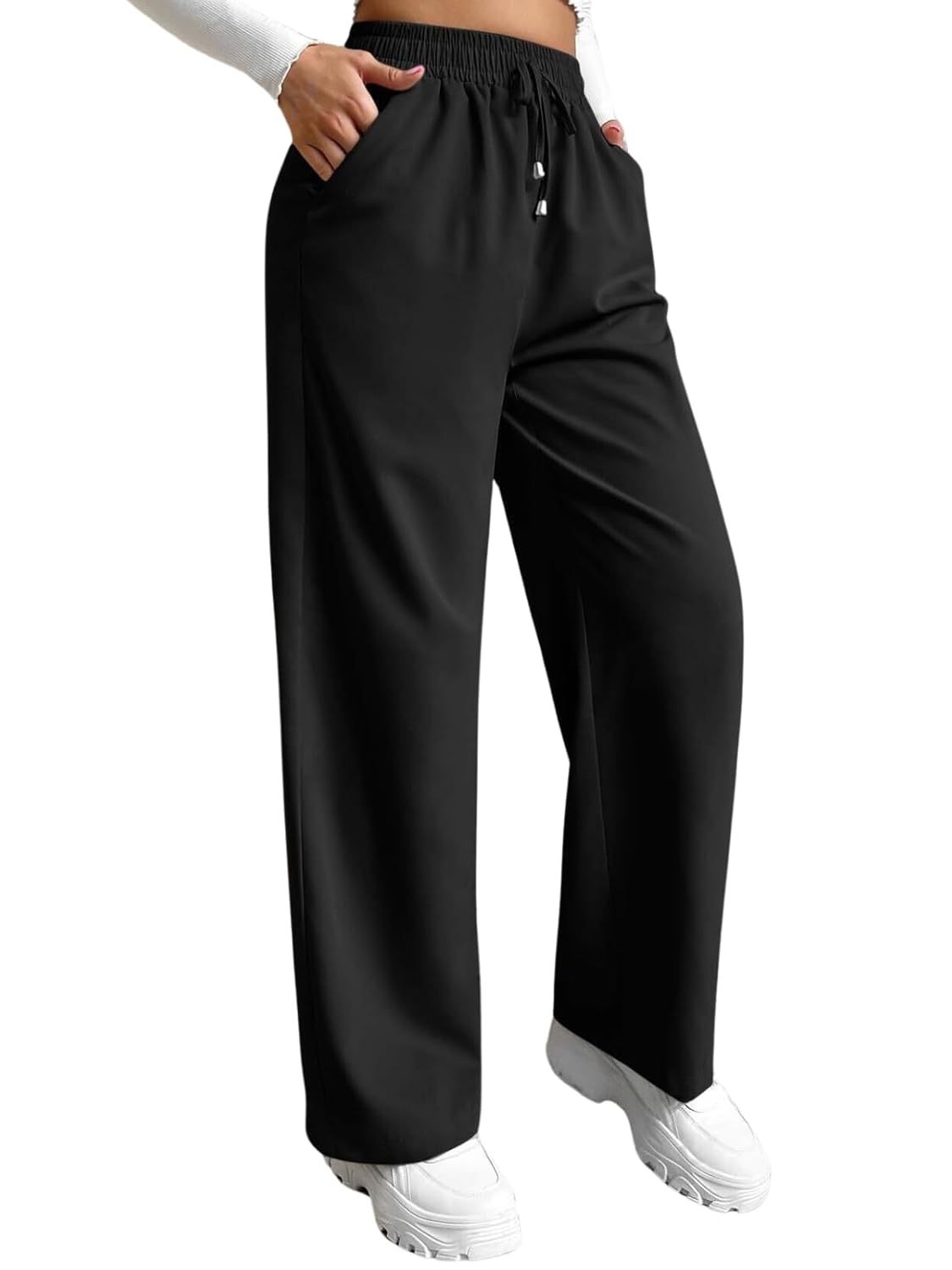 Leriya Fashion High Waist Trousers for Women – Flared Korean Style Formal Pants | Elegant Workwear f - Authentic Leriya Clothing | UrbanThreads