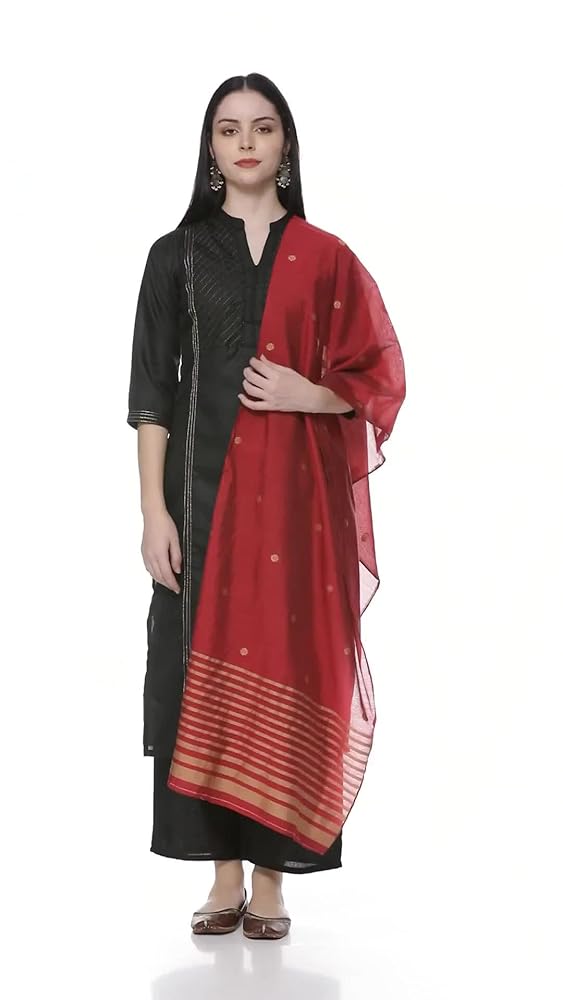 Libas Womens Solid Cotton Straight Kurta With Palazzos and Dupatta - Authentic Libas Clothing | UrbanThreads - Image 3