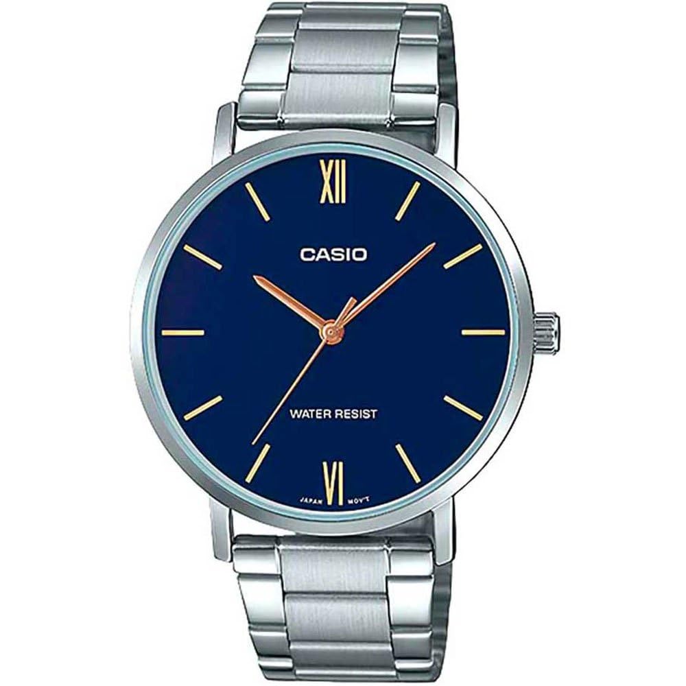 Casio MTPVT01D-2B Classic Blue Dial Stainless Steel Watch