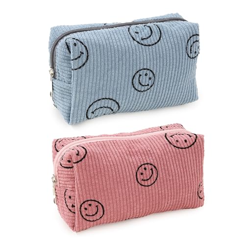 Street27 2pcs Corduroy Cosmetic Bag Travel Makeup Pouch - Image 2