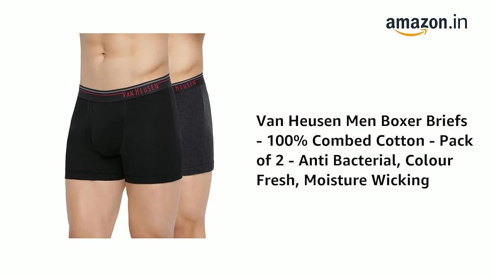 Van Heusen Men Boxer Briefs 100% Combed Cotton Pack of 2 - Image 3