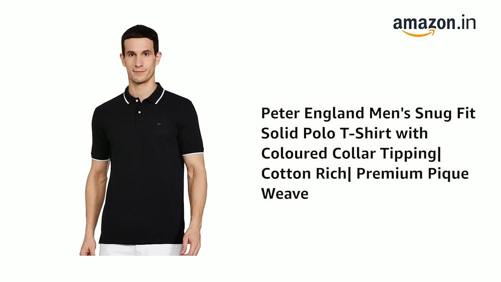 Peter England Men's Snug Fit Solid Polo T-Shirt - Image 3
