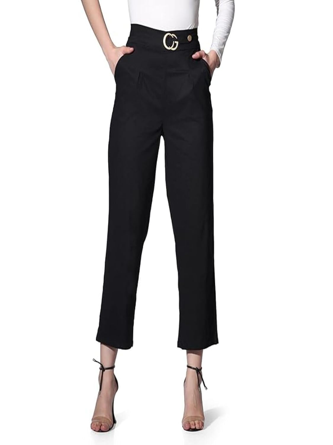 Leriya Fashion Women's Ankle Fit High Rise Trousers High-Waisted Pant| Korean Trousers - Authentic Leriya Clothing | UrbanThreads