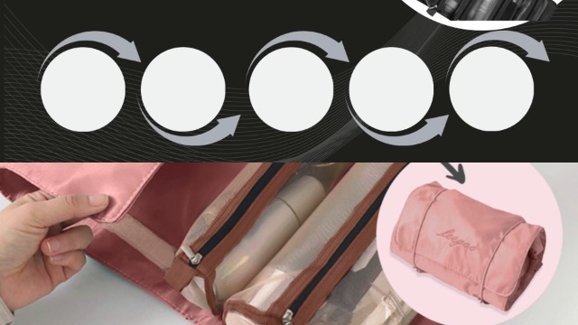 SANWALSA Nylon Black 4-in-1 Hanging Makeup Pouch Kit - Image 3