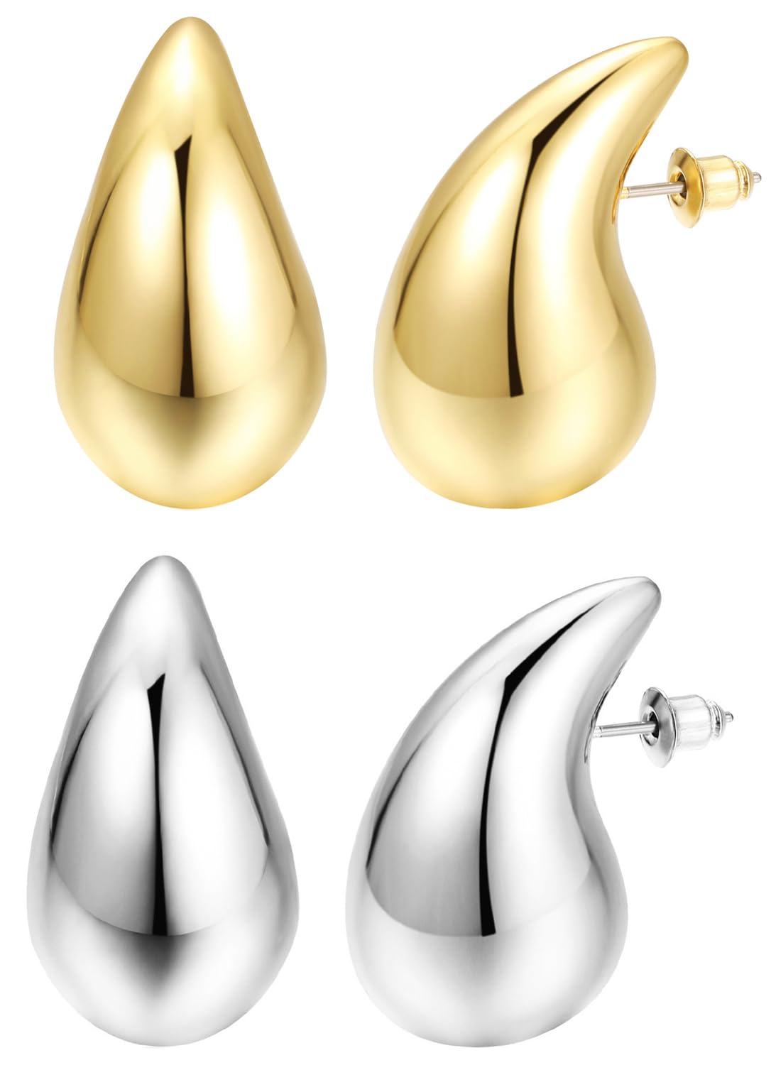 Shining Diva Teardrop Earrings Gold Silver Plated