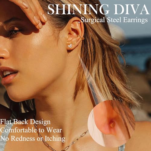 Shining Diva 12 Pairs Anti Tarnish Earrings Combo Set - Image 3