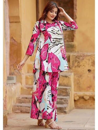 Leriya Fashion Women Ethnic Kurta Set | Rayon Co-Ord Set | Fancy Pajama Set | Pack of 2 | Floral Pri - Authentic Leriya Clothing | UrbanThreads - Image 5