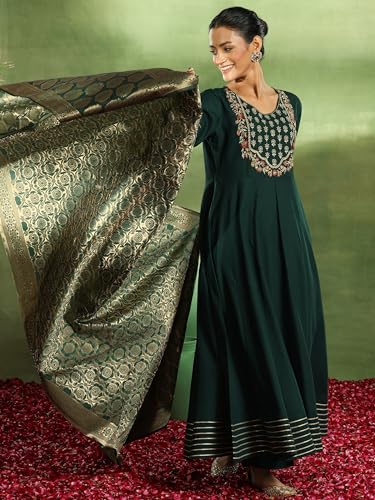 Emerald Anarkali Kurta Set - Libas | UrbanThreads.in - Image 4