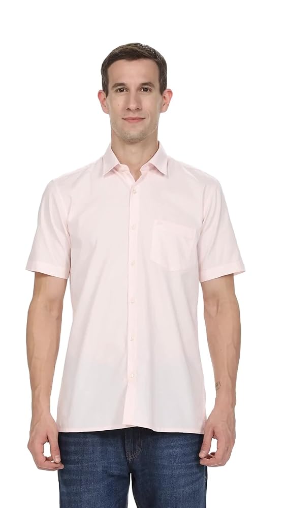 Peter England Men's Regular Fit Half Sleeve Solid Shirt - Image 3